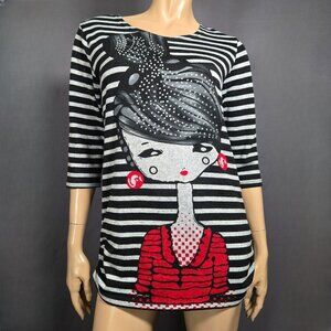 Y2K Striped Tunic Top Micro Mini Dress Size S Girl Lady Art Euro Emo Grunge